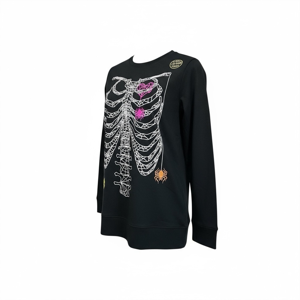 Cat & Jack Glow-in-the-Dark Skeleton‎ Spiderweb Halloween Shirt (Girls 8/10)